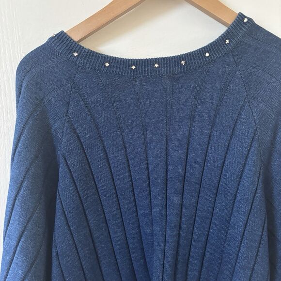 Vintage Womens Sweater Dress Bling Size Large Blue Boho Glam Retro Fairy 90s‎ - Picture 8 of 11